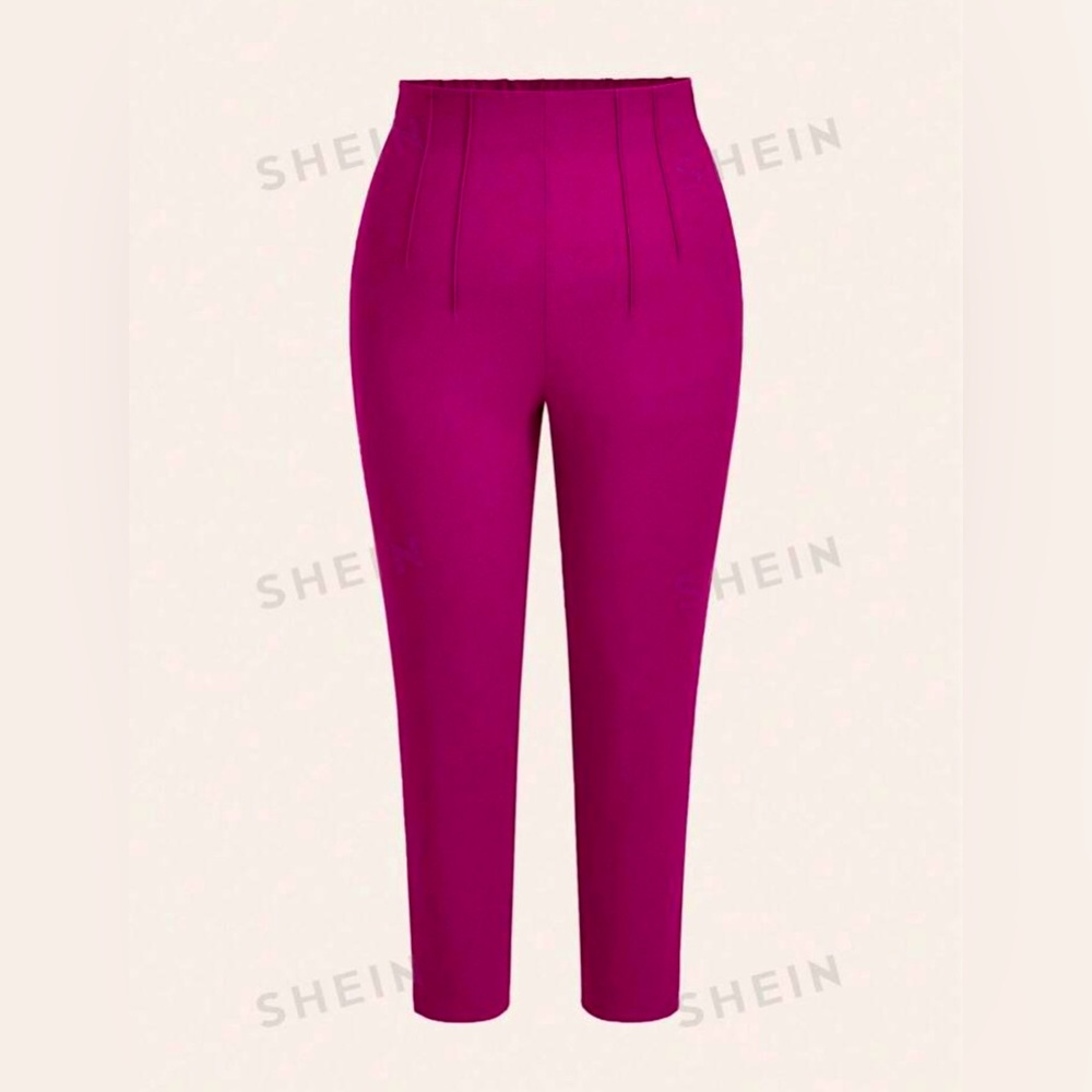 Women’s Hot Pink LUNE Plus Size Casual Plaid Tapered Skinny Pants! Size 1XL.